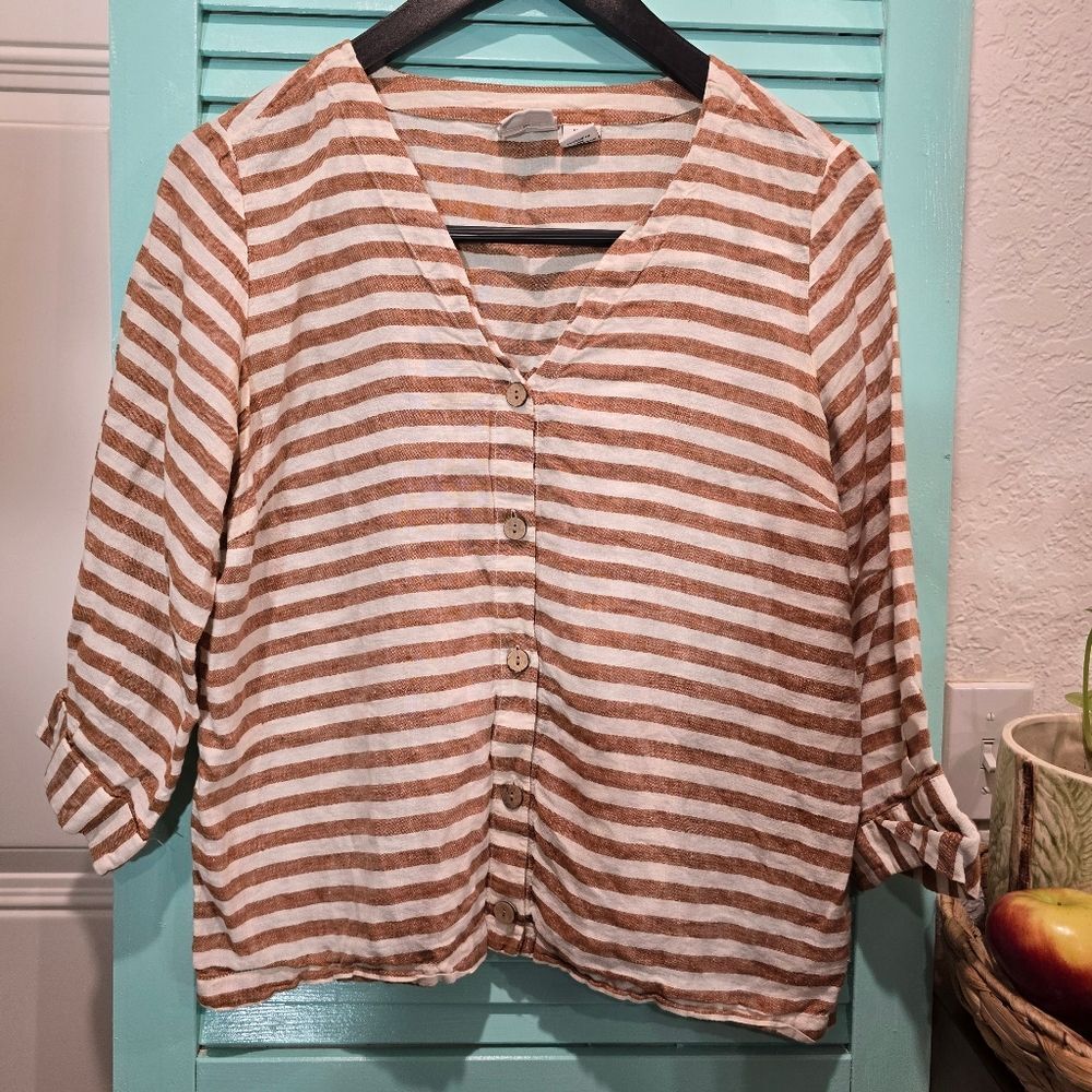 Rachel Zoe Brown and White Striped Top